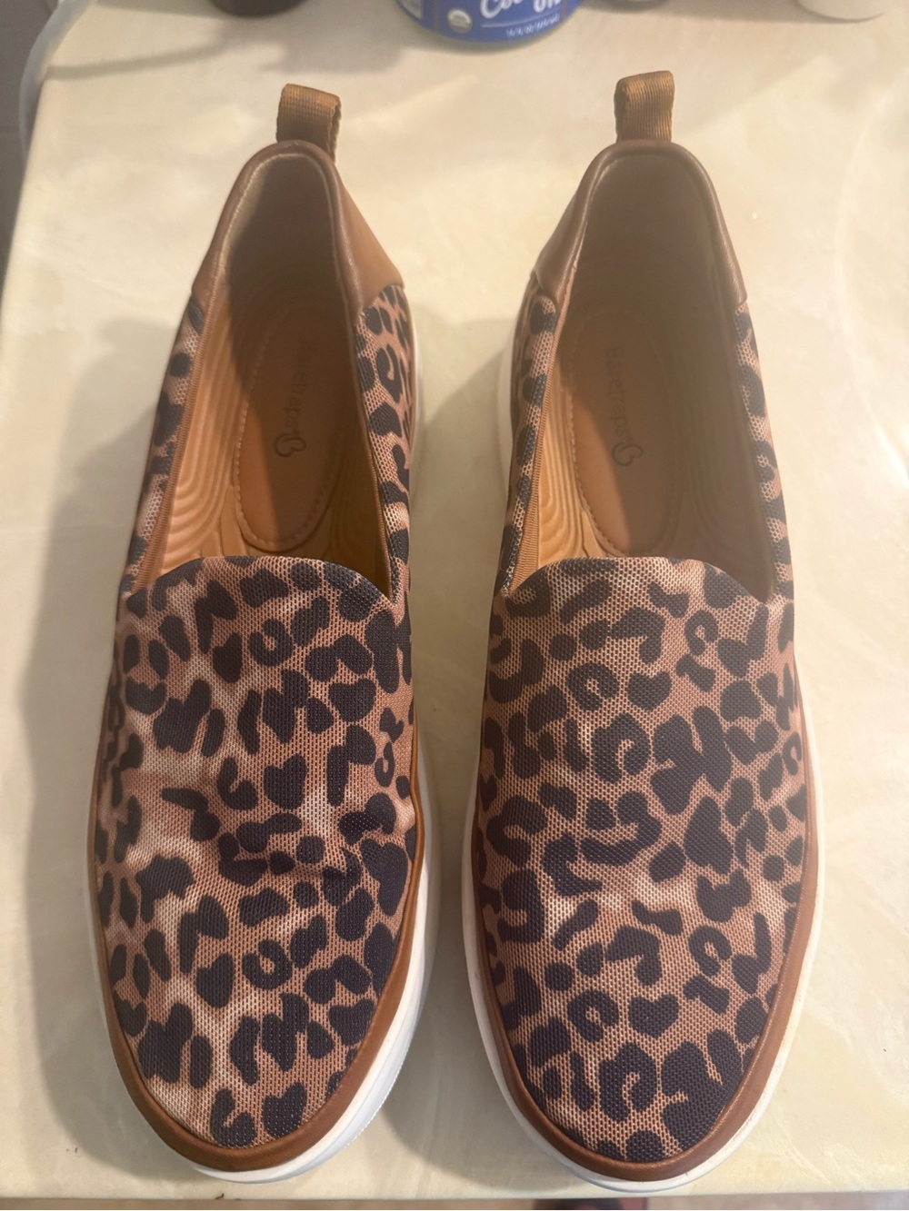 BareTraps Leopard-Print Slip-On Sneakers in Brown and Black